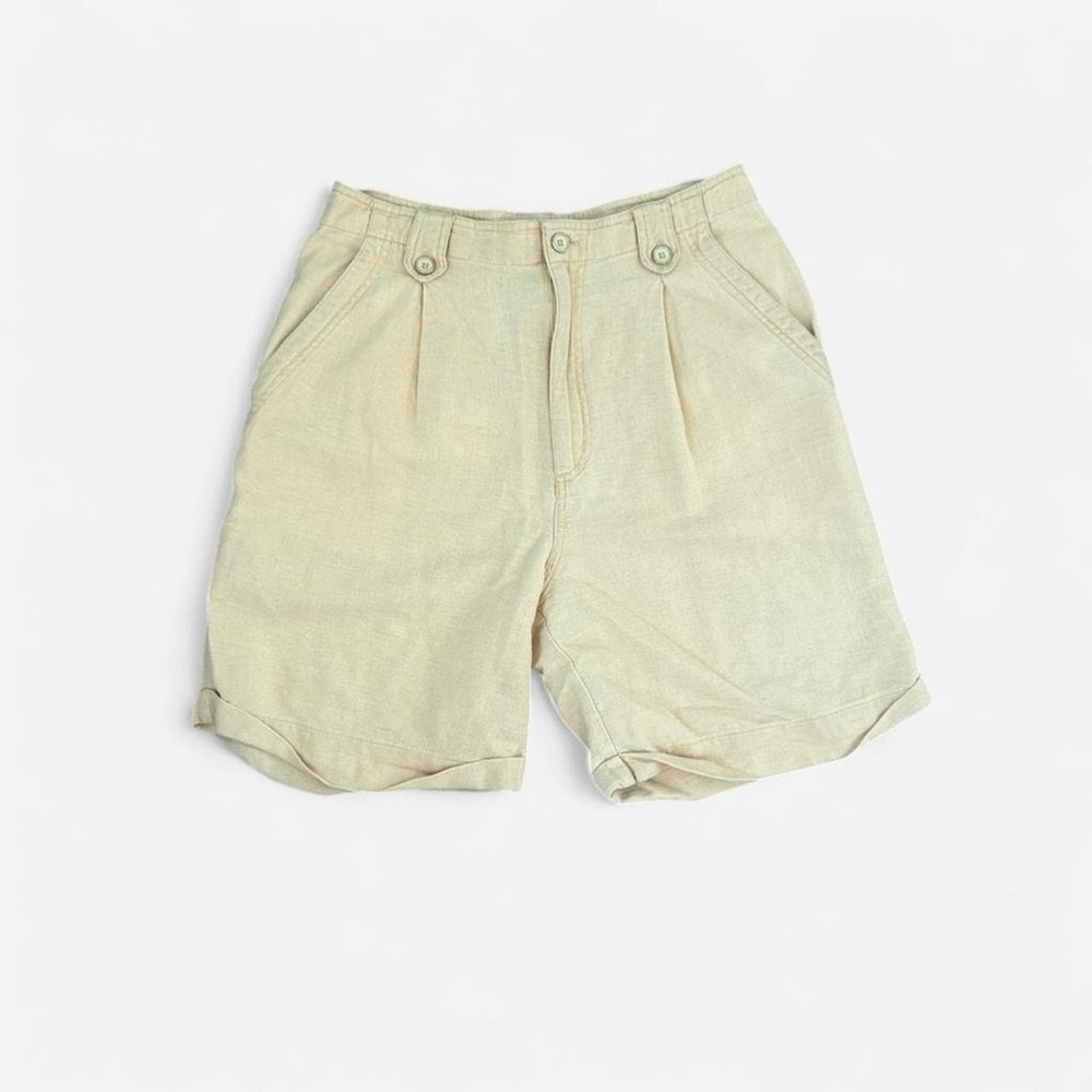 Butter Yellow Linen Vintage High Waisted Shorts Size 9/10 Classic Preppy Spring